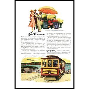 1953 San Francisco Vacation Travel Vintage Print Ad Goden Gate Bridge Wall Art